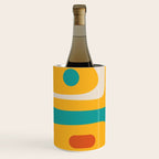 Mid Century Modern Piquet Abstract Minimalist Pattern Orange Yellow Teal Wine Chiller Gallery Image 2