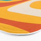 Mid Century Modern Piquet Abstract Minimalist Pattern Orange Yellow Teal Bath Mat Gallery Image 3