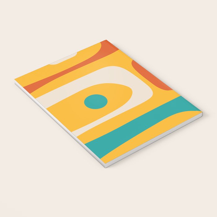 Mid Century Modern Piquet Abstract Minimalist Pattern Orange Yellow Teal Notebook Gallery Image 3