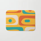 Mid Century Modern Piquet Abstract Minimalist Pattern Orange Yellow Teal Bath Mat Gallery Image 1
