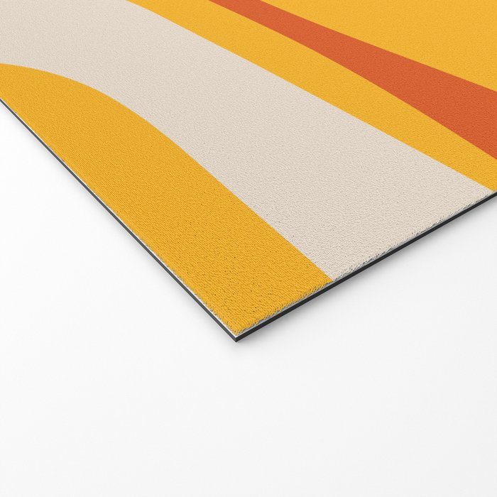 Mid Century Modern Piquet Abstract Minimalist Pattern Orange Yellow Teal Welcome Mat Gallery Image 2
