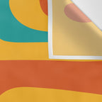 Mid Century Modern Piquet Abstract Minimalist Pattern Orange Yellow Teal Wall Tapestry Gallery Image 3