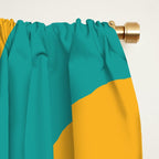 Mid Century Modern Piquet Abstract Minimalist Pattern Orange Yellow Teal Window Curtain Gallery Image 2