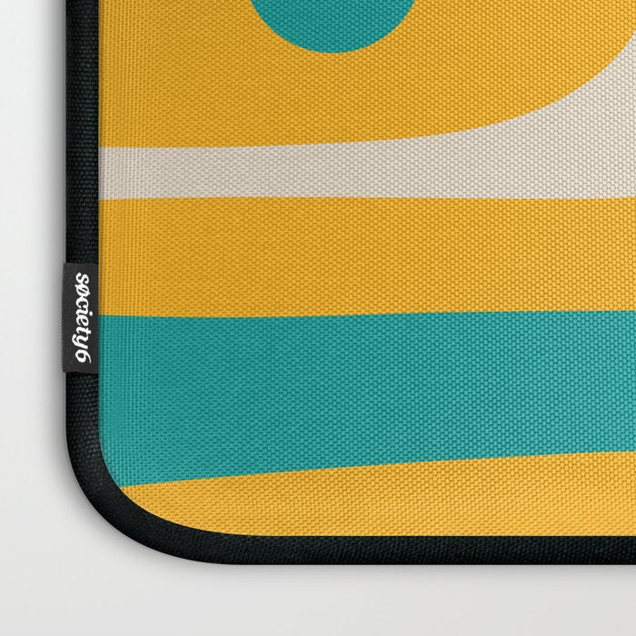 Mid Century Modern Piquet Abstract Minimalist Pattern Orange Yellow Teal Laptop Sleeve Gallery Image 3