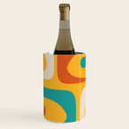 Mid Century Modern Piquet Abstract Minimalist Pattern Orange Yellow Teal Wine Chiller Gallery Image 1