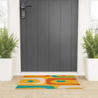Mid Century Modern Piquet Abstract Minimalist Pattern Orange Yellow Teal Welcome Mat Gallery Image 3