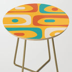 Mid Century Modern Piquet Abstract Minimalist Pattern Orange Yellow Teal Side Table Gallery Image 2