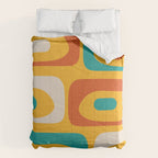 Mid Century Modern Piquet Abstract Minimalist Pattern Orange Yellow Teal Comforter Gallery Image 6