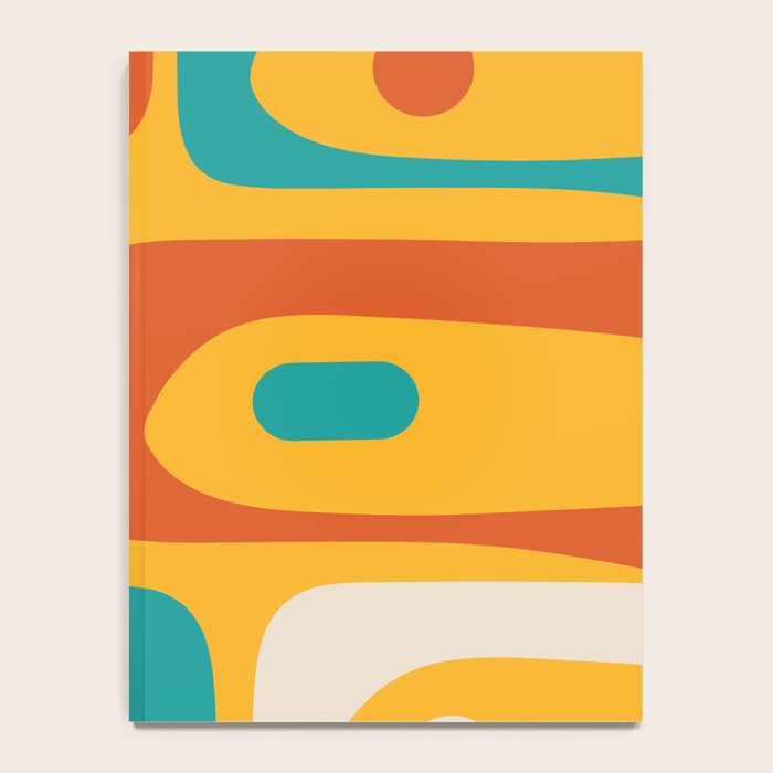Mid Century Modern Piquet Abstract Minimalist Pattern Orange Yellow Teal Notebook Gallery Image 4