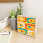 Mid Century Modern Piquet Abstract Minimalist Pattern Orange Yellow Teal Mini Art Print Gallery Image 2