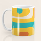 Mid Century Modern Piquet Abstract Minimalist Pattern Orange Yellow Teal Coffee Mug Gallery Image 3