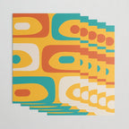 Mid Century Modern Piquet Abstract Minimalist Pattern Orange Yellow Teal Wrapping Paper Gallery Image 3