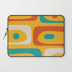 Mid Century Modern Piquet Abstract Minimalist Pattern Orange Yellow Teal Laptop Sleeve Gallery Image 1
