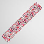 I gnome you more // grey background red and pink Valentine's Day gnomes and motifs Table Runner Gallery Image 3