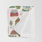 Cozy Village House Pattern Throw Blanket Gallery Image 3