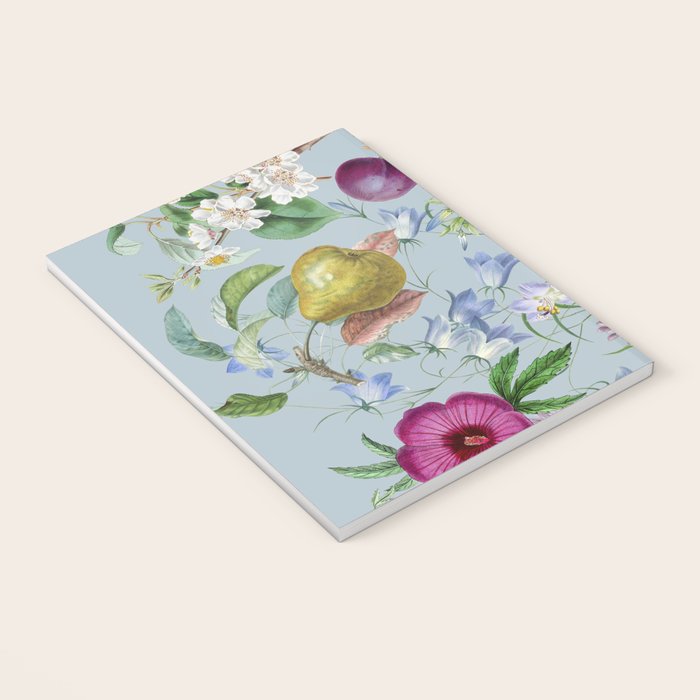 Summer Fruits Botanical Illustration Collage In Blue  Notebook Gallery Image 3