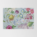 Summer Fruits Botanical Illustration Collage In Blue  Rug Gallery Image 2