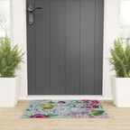 Summer Fruits Botanical Illustration Collage In Blue  Welcome Mat Gallery Image 3