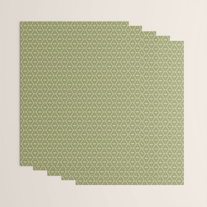 Mint Green 1970s Inspired Retro Geometric Pattern Wrapping Paper Gallery Image 3