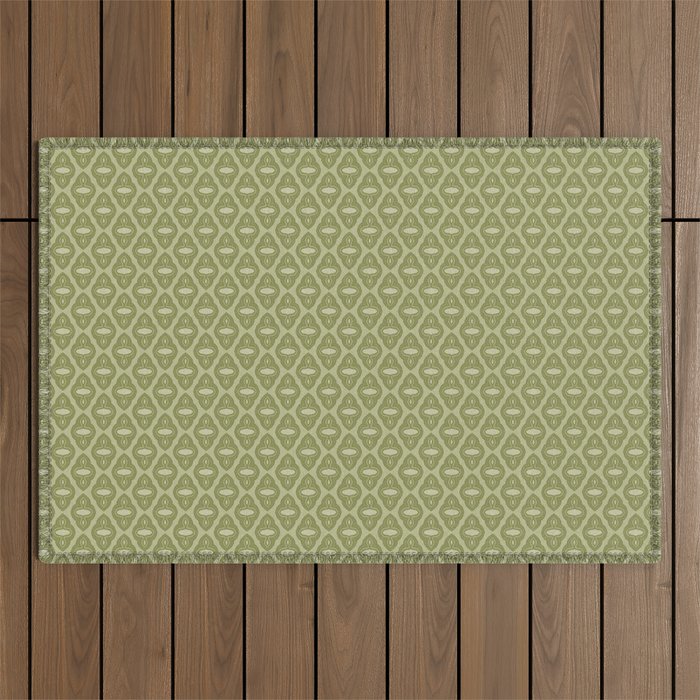 Mint Green 1970s Inspired Retro Geometric Pattern Outdoor Rug Gallery Image 1