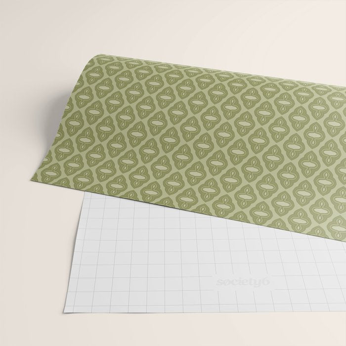 Mint Green 1970s Inspired Retro Geometric Pattern Wrapping Paper Gallery Image 2