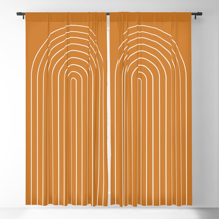 Minimal Arch XXII Bright 70s Orange Modern Geometric Lines Window Curtain Gallery Image 5