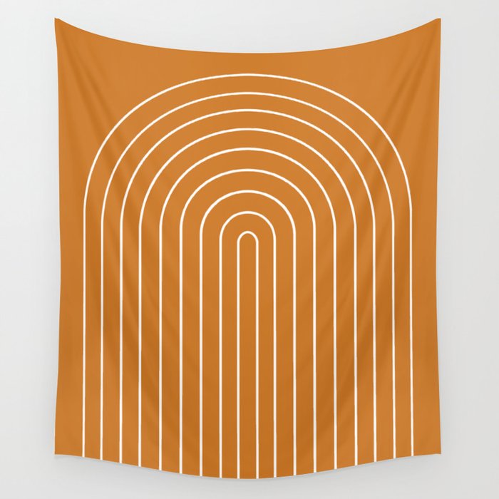 Minimal Arch XXII Bright 70s Orange Modern Geometric Lines Wall Tapestry Gallery Image 1