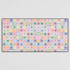 Cute Checkered Flowers in Beige  Desk Mat Gallery Image 3