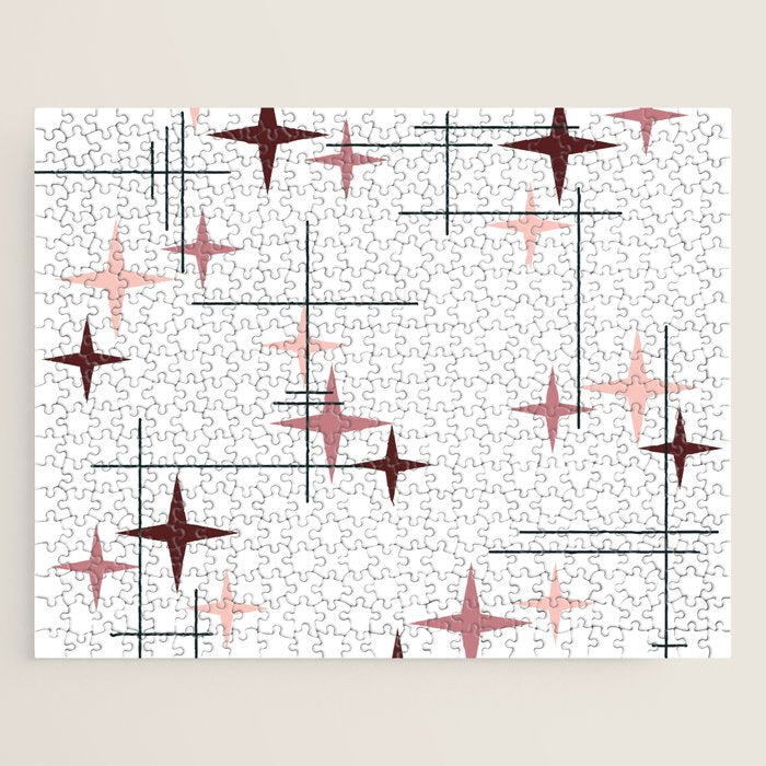 Mid Century Modern Stars (Pink) Jigsaw Puzzle Gallery Image 1