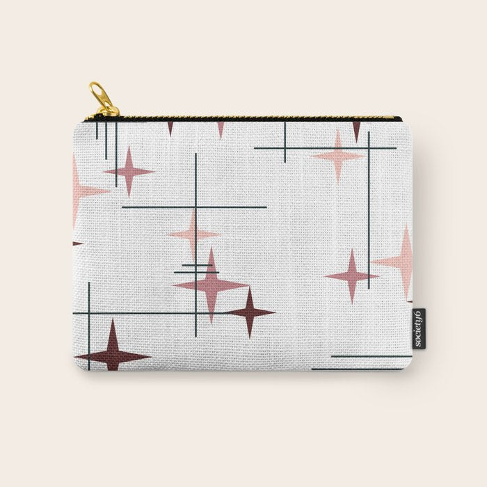 Mid Century Modern Stars (Pink) Carry All Pouch Gallery Image 1