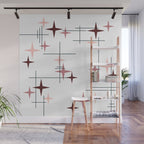 Mid Century Modern Stars (Pink) Wall Mural Gallery Image 1
