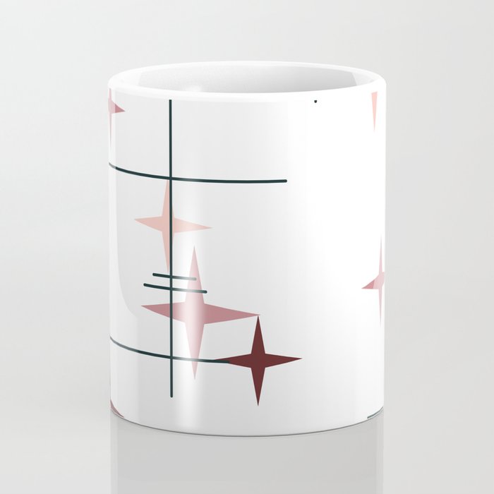 Mid Century Modern Stars (Pink) Coffee Mug Gallery Image 4