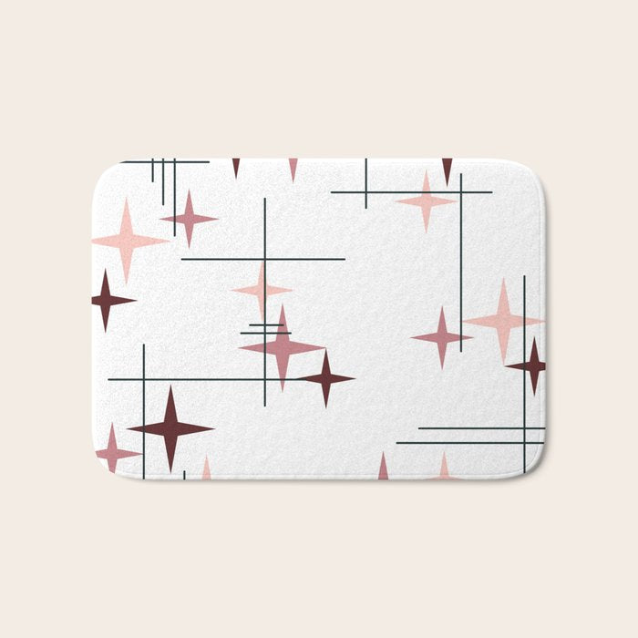 Mid Century Modern Stars (Pink) Bath Mat Gallery Image 1