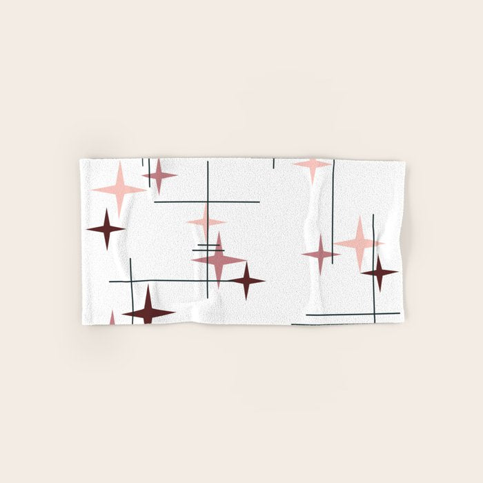 Mid Century Modern Stars (Pink) Bath Towel Gallery Image 1