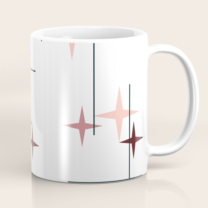 Mid Century Modern Stars (Pink) Coffee Mug Gallery Image 1