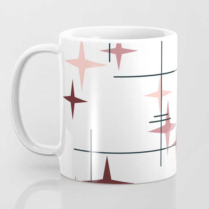 Mid Century Modern Stars (Pink) Coffee Mug Gallery Image 3