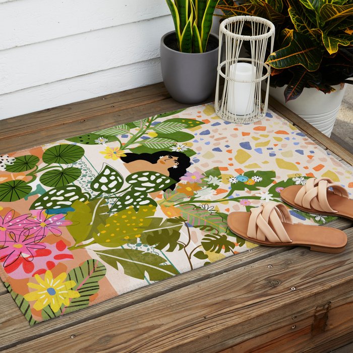 Bathing with Plants Outdoor Rug Gallery Image 2
