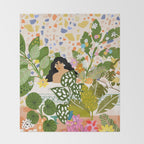 Bathing with Plants Throw Blanket Gallery Image 2