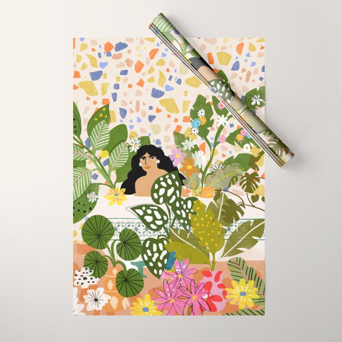 Bathing with Plants Wrapping Paper Gallery Image 1