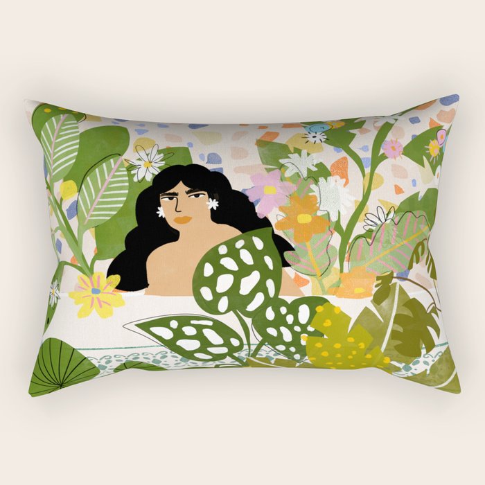 Bathing with Plants Rectangular Pillow Gallery Image 1