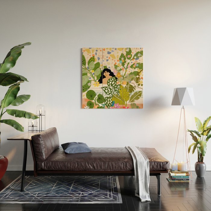 Bathing with Plants Wood Wall Art Gallery Image 2