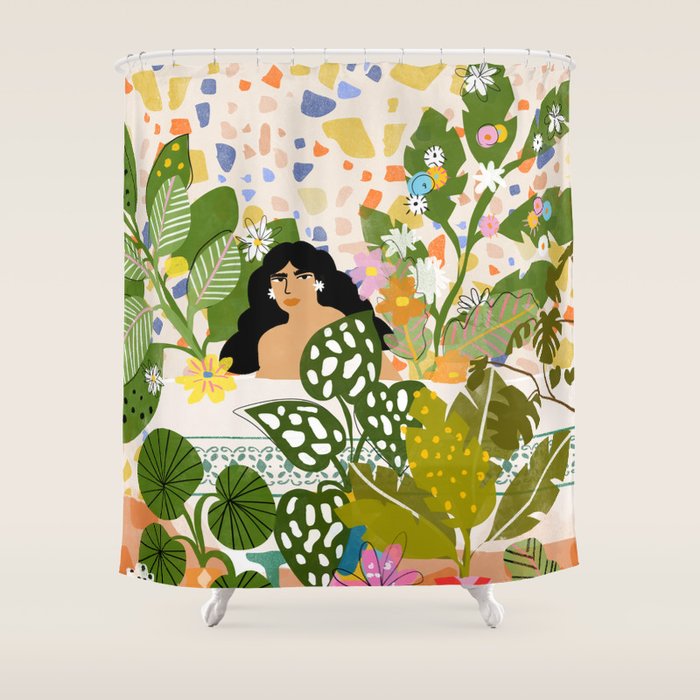 Bathing with Plants Shower Curtain Gallery Image 1