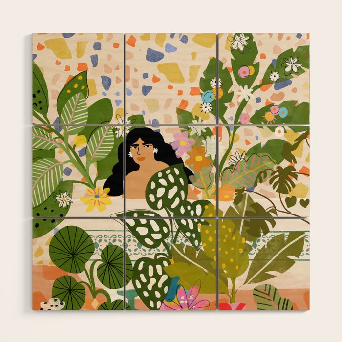 Bathing with Plants Wood Wall Art Gallery Image 1