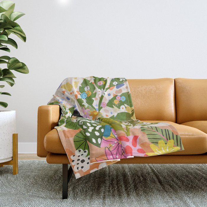 Bathing with Plants Throw Blanket Gallery Image 1