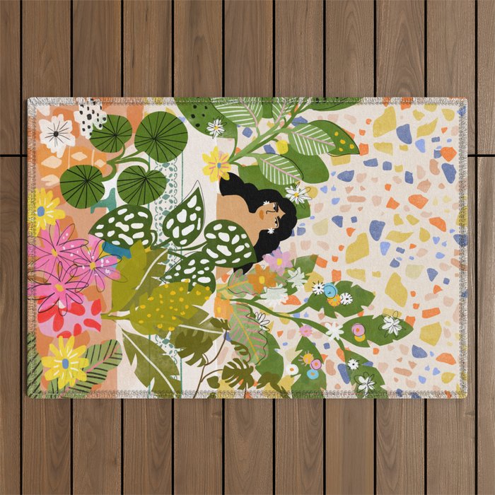 Bathing with Plants Outdoor Rug Gallery Image 1