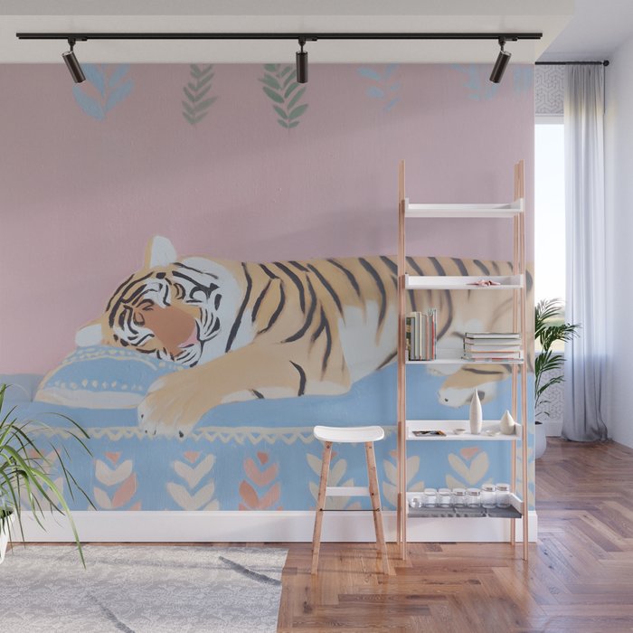 Dreaming Tiger Botanical Bliss Wall Mural Gallery Image 1