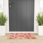 Abstract in tomato red and pink Welcome Mat Gallery Image 3