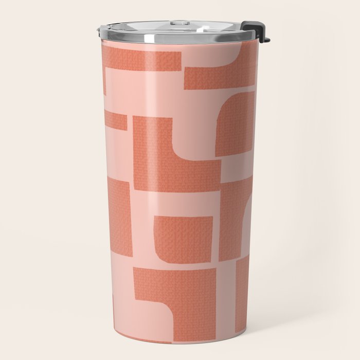Abstract in tomato red and pink Travel Mug Gallery Image 2