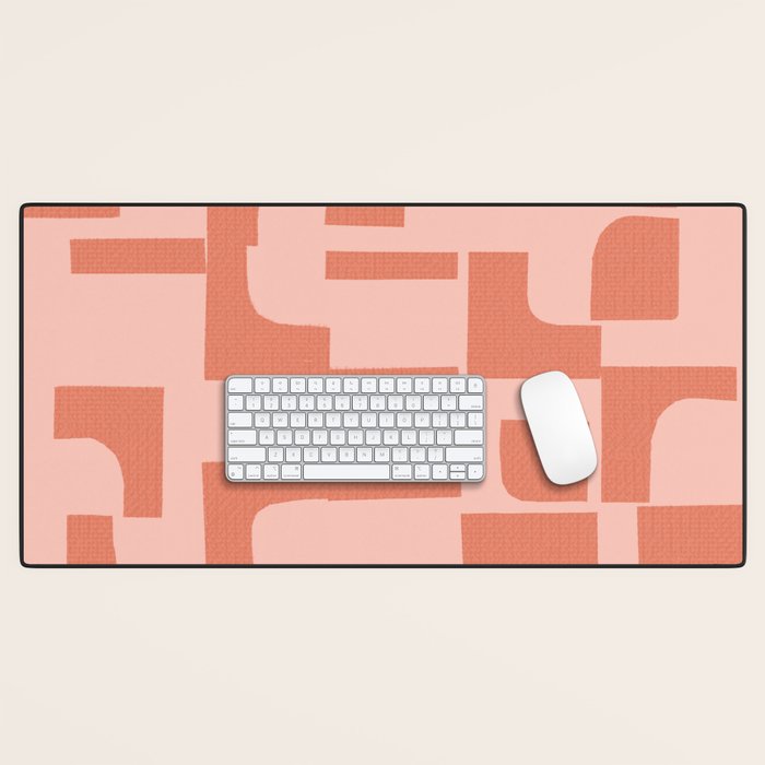 Abstract in tomato red and pink Desk Mat Gallery Image 1