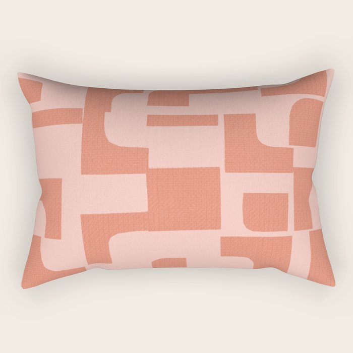 Abstract in tomato red and pink Rectangular Pillow Gallery Image 1
